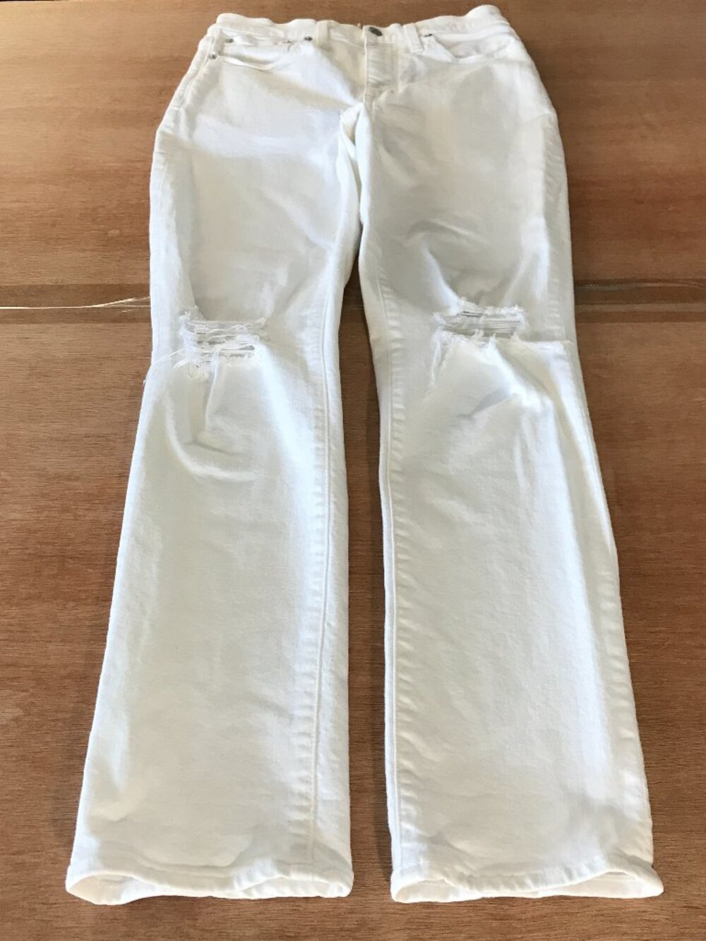 Madewell The Slim Boy Jeans Women 26 White High Rise Distressed Stretch Preppy